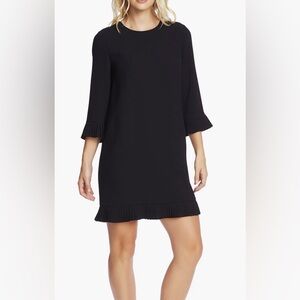 CeCe Black Mini Dress with Pleated Hem
